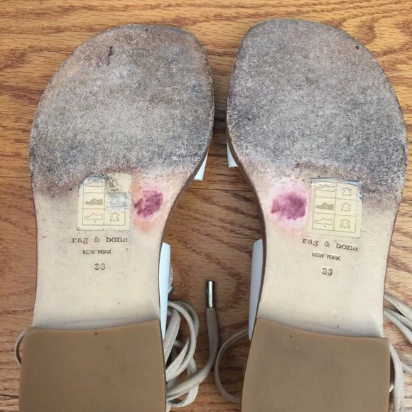 RAG & BONE EVELYN SANDALS WOMENS 36 US 6 7 WHITE LEATHER TIE UP 9.25" - Picture 15 of 16